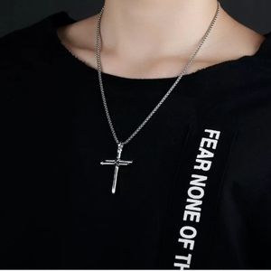 Stainless Steel Nail Cross Pendant Necklace Punk S